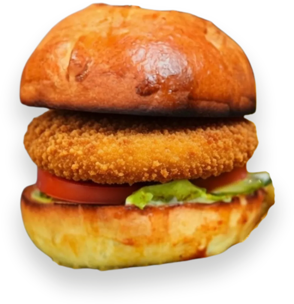 Chicken burger on a brioche bun