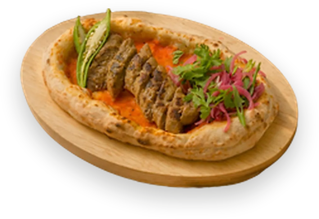 Lula kebab Neapolis on Neapolitan flatbread with herbs