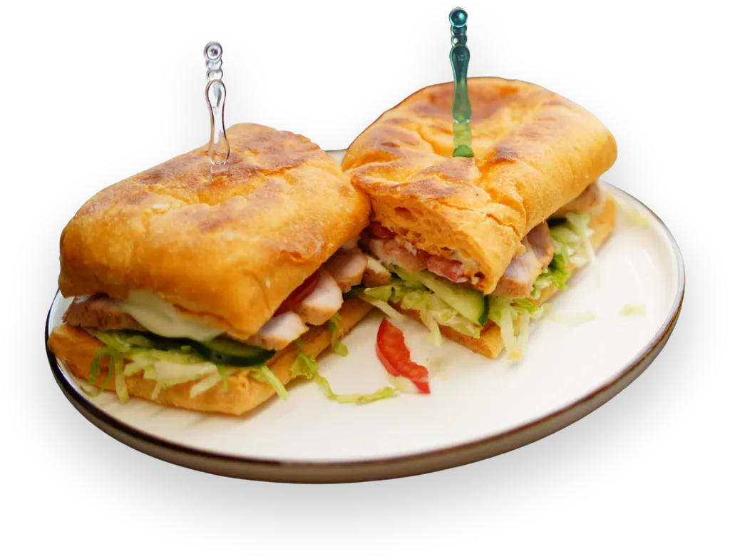 Chicken sandwich on ciabatta